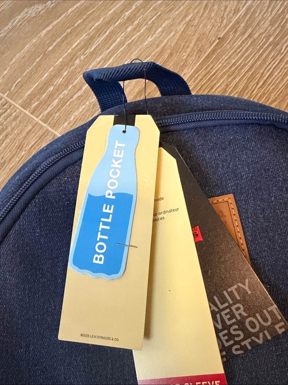 Levi's Dark Blue Denim Backpack with Leather Logo Patch